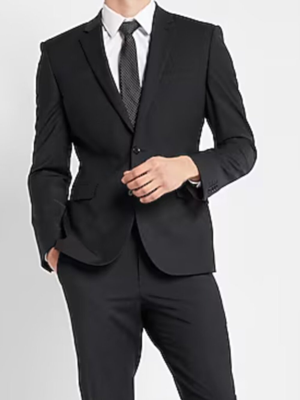Express Slim Cut Washable Modern Tech Suit Jacket Blazer Sz. 44L Black Charcoal